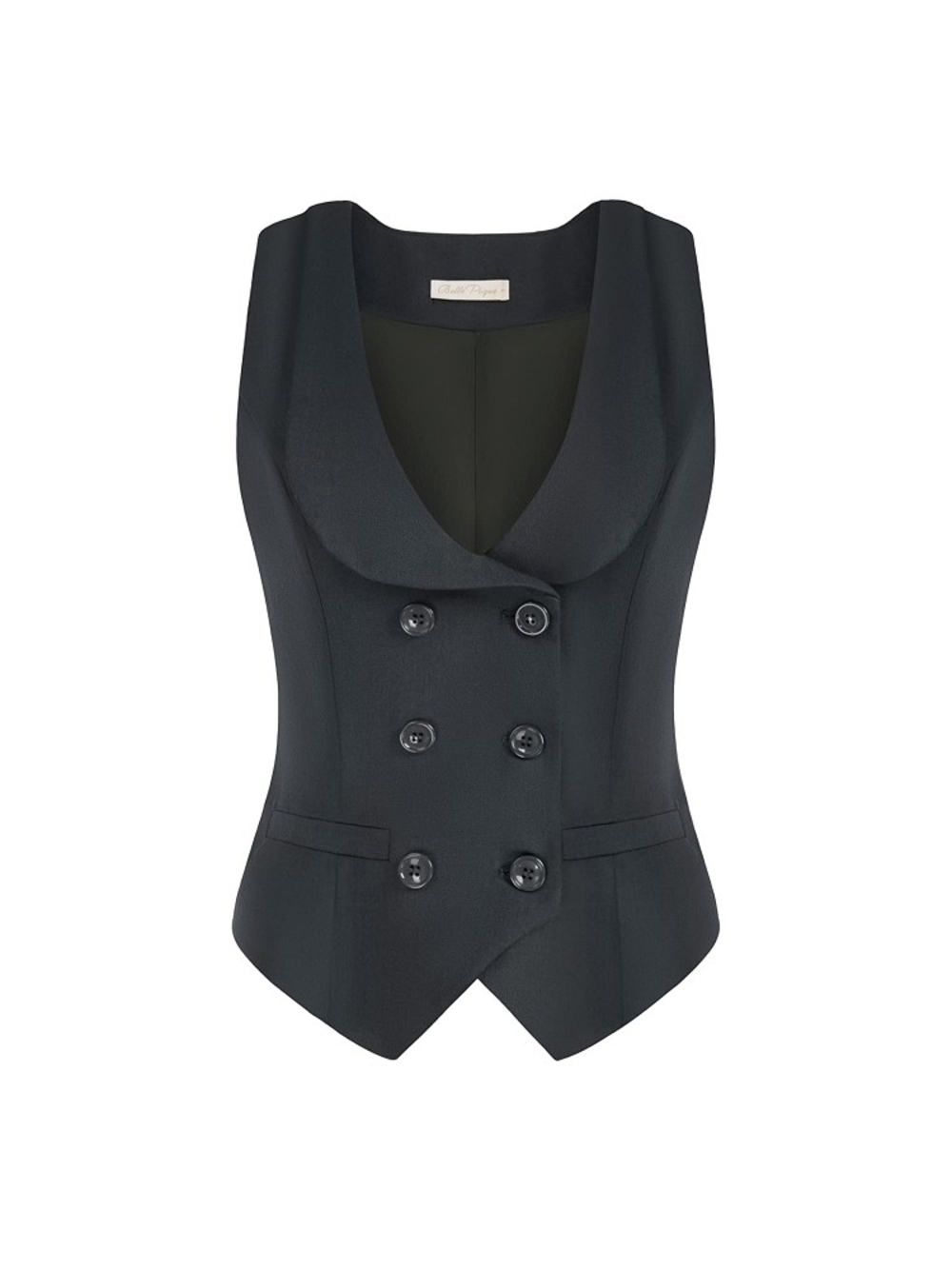 Chic Double-Breasted Black Waistcoat - Picture 1 of 4